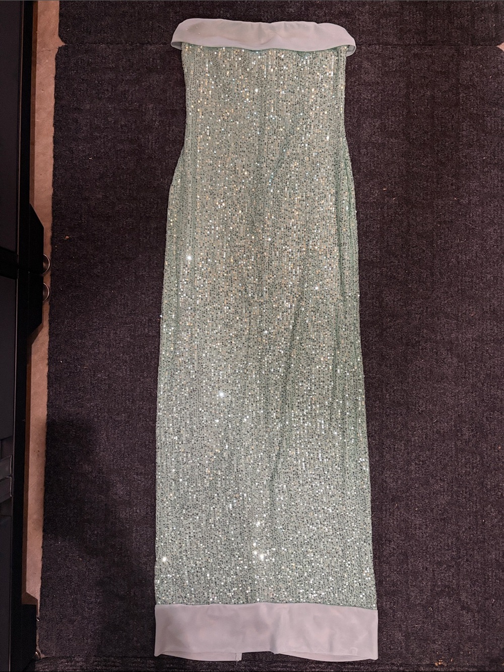 Strapless Mint Green Sequin Fitted Long Dress - Picture 2 of 7